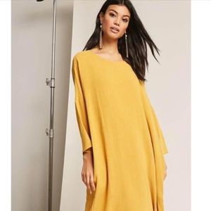 Mustard Linen-blend Shift Dress